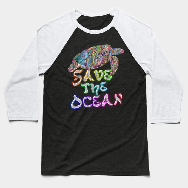 Save The Ocean - Turtle - Rainbow Baseball T-Shirt by Printaha